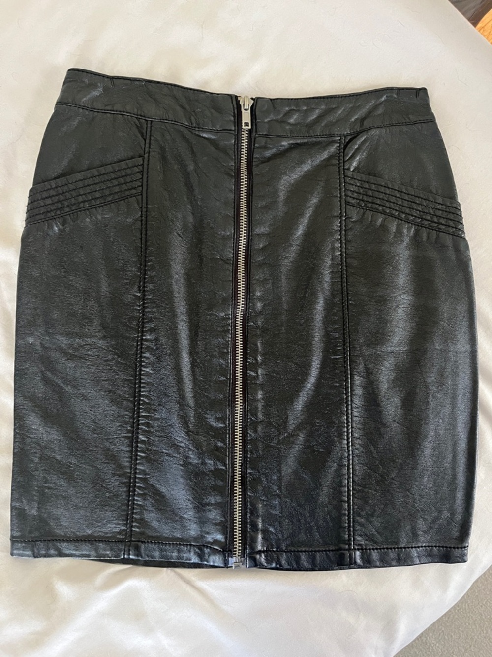 Black Faux Leather Zip-Front Pencil Skirt Divided by H&M